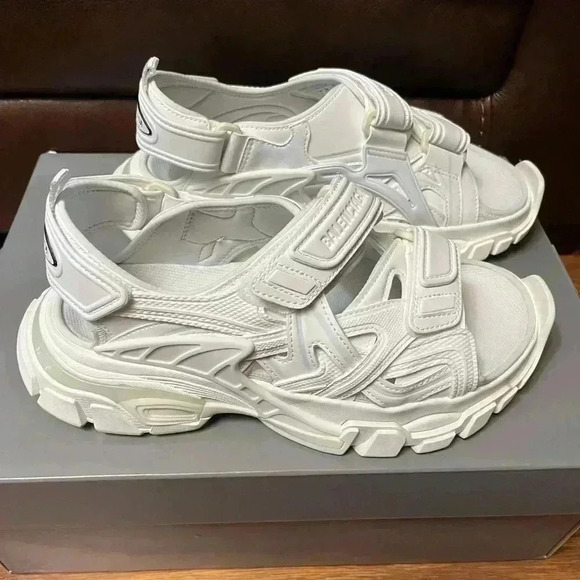 NIB Balenciaga Unisex Track Neoprene Rubber Velcro Strap Sandals White 8 - Picture 6 of 13